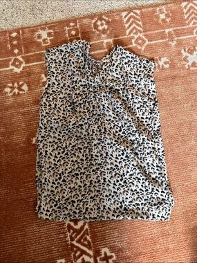Rebecca Taylor Sleeveless Cheetah Animal Print Blouse in Cream and Black